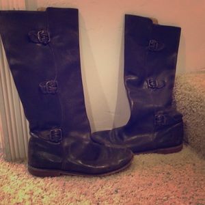 Dark Brown Frye Paige Buckle Boots